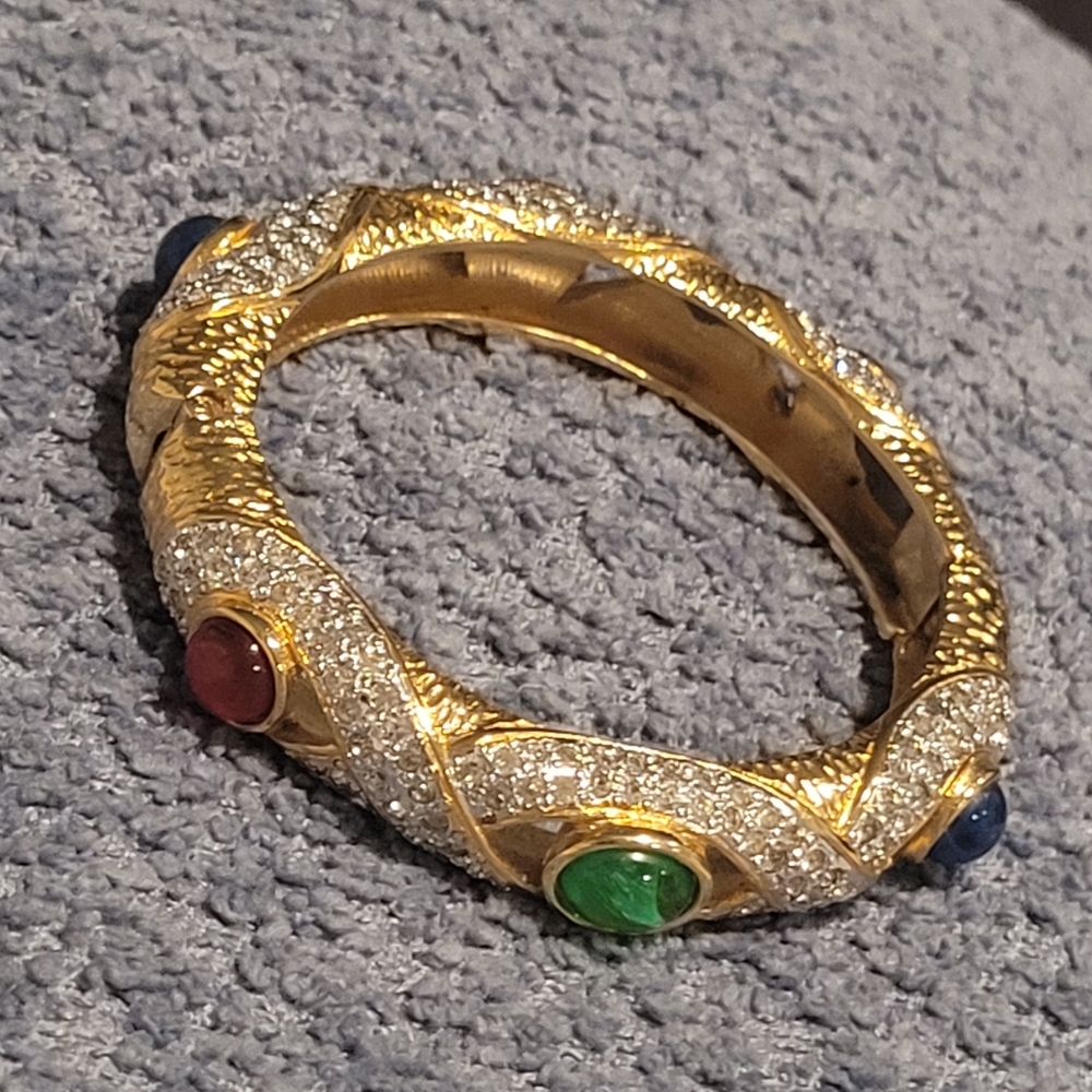 VINTAGE VOGUE BIJOUX CABOCHON MULTI COLOR GLASS BRACELET